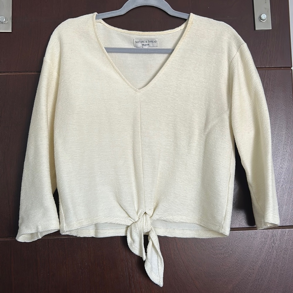 Madewell ribbed, tie front top